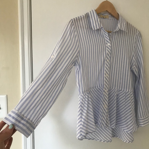 Striped Peplum Blouse - Picture 2 of 8